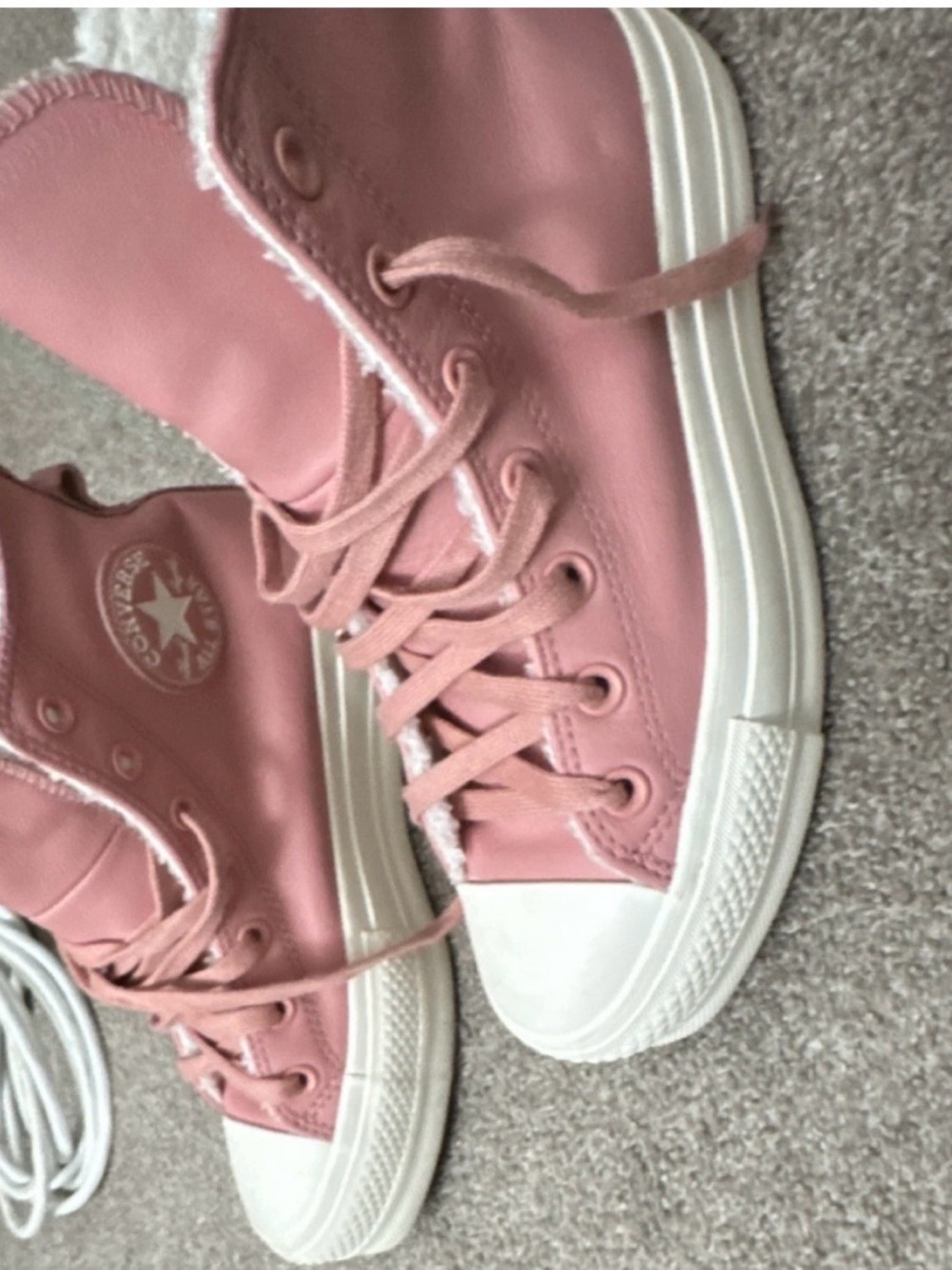 Converse Pink High-Top Sneakers with Sherpa lining